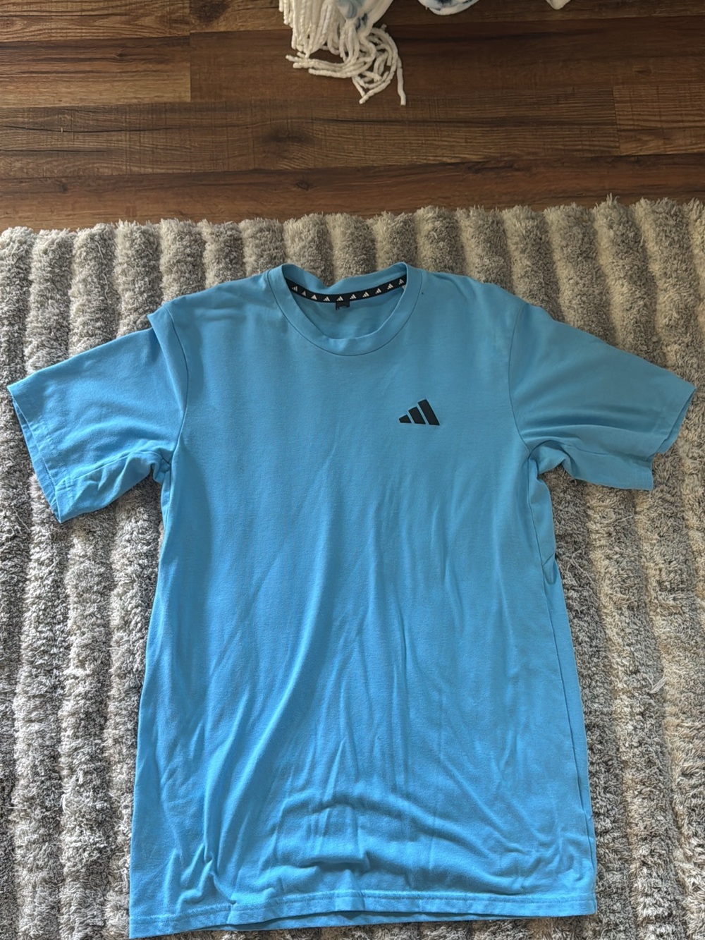 adidas Light Blue Short Sleeve Crew Shirt with Black Logo